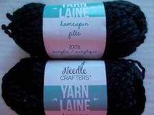 Needle Crafters Homespun acrylic yarn, Black, lot of 2 52 yds ea