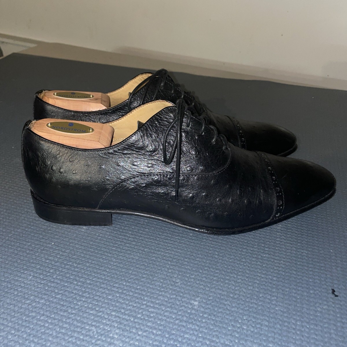 Paul Fredrick Black Full Quill Ostrich Dress Shoes Size 11 Paolo De Marco Mens Black Full Quill Ostrich Dress Shoes  main image 3