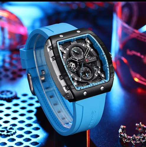 Reloj de pulsera CURREN para hombre rectangular moda cronógrafo niño niña relojes EE. UU. - Imagen 11 de 40