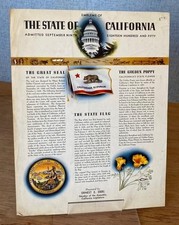 EMBLEMS OF THE STATE OF CALIFORNIA California Centennial Broadside 1949