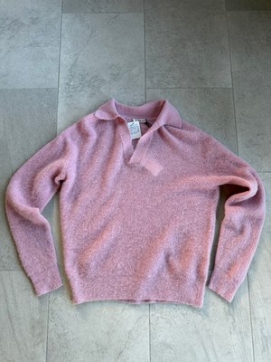 Auralee Baby Suri Alpaca Sheer Knit Skipper Polo - Size 3 - Pink