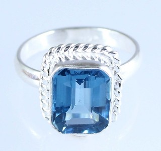 Blue Jeremejevite 8.90 Ct/10 mm Natural Emerald Cut Gemstone Certified Ring