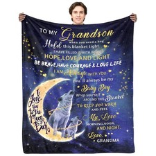 To My Grandson Blanket From Grandma Soft Flannel Bed Throws Gift 50x60 Inch