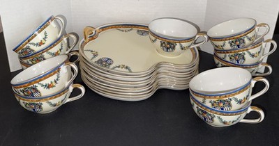 1920's Noritake Morimura Hand-Painted Teacup Snack Set - 20 Piece Set