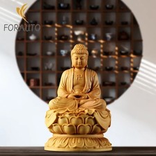10cm Chinese Buddha Statue Shakyamuni Handmade Wood Sculpture Buddhism
