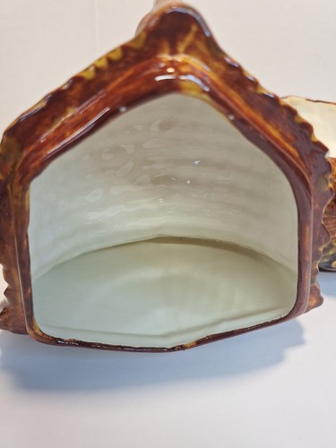 Barattolo/piatto caramelle tacchino Ringraziamento ceramica 7" vintage marrone arancio rosso - Foto 7 di 9