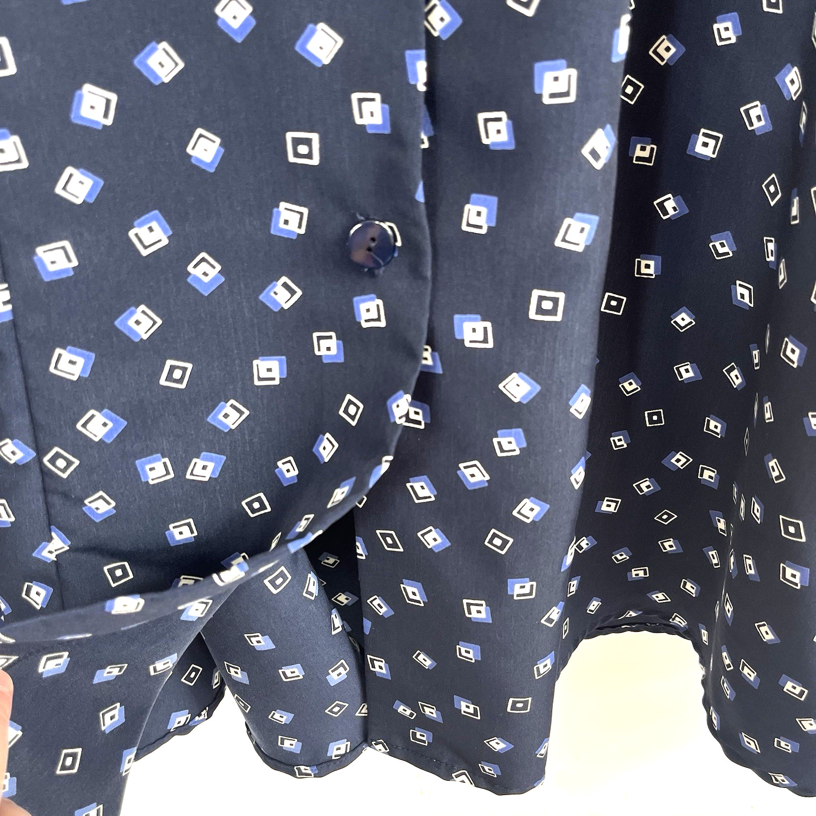 Women's Basic Editions Navy Collared Geometric Wh… - image 7