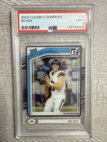 2024 Panini Clearly Donruss Bo Nix Rates Rookie PSA 9 #56 Denver Broncos RC
