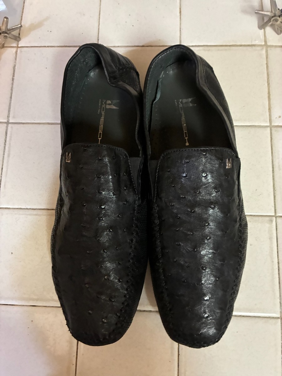 Moreschi Miami Style Ostrich Quill Driving Loafers Black  display picture 2