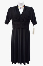 NEW Vintage Evan Picone Black V-Neck Women's Size 8 Faux Wrap Dress