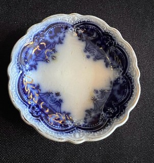 Antique Johnson Bros "Oregon" Flow Blue Butter Pat Late Victorian