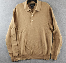 The Men's Store at Bloomingdales Merino Wool Textured Piqu Polo Sweater M Camel