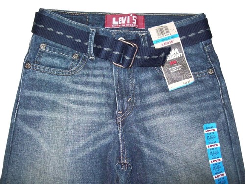 Neu mit Etikett Jungen Levi's 514 schmale gerade Passform Jeans + Gürtel mittlere Waschung Größe 12 26 x 26,5 - Bild 2 von 6