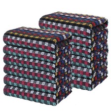 Paquete de 6-12 toallas de té de felpa a cuadros múltiples 100 % algodón cocina súper absorbentes rápidas