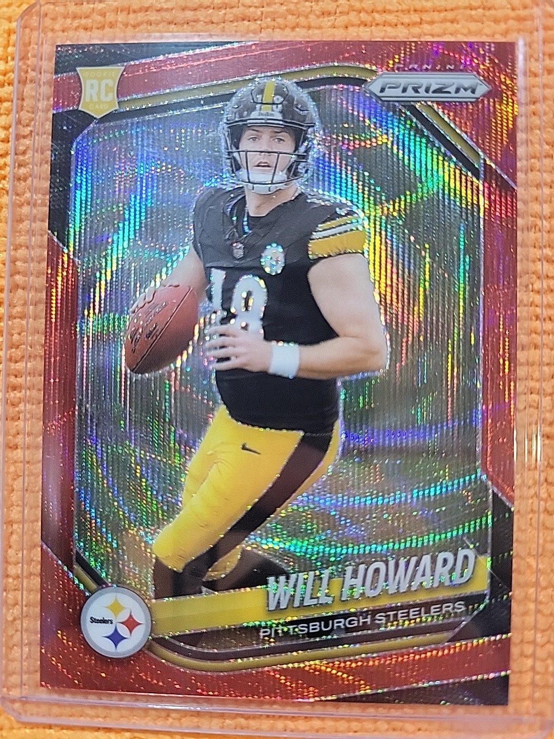 2025 Panini Prizm #367 Will Howard Red Wave Prizm Rookie RC /149 Steelers