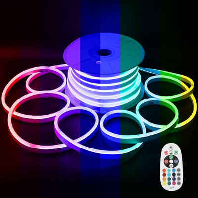 32.8FT RGB LED Neon Rope Lights, Waterproof, Remote Control, Easy Install