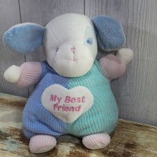 Vintage Carter's Baby Waffle Puppy Dog Stuffie Lovey Plush Rattle Toy