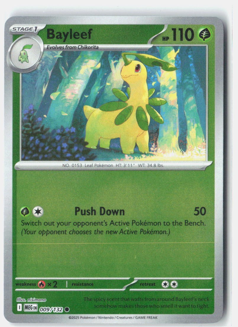 Bayleef Reverse Holo Common ME01: Mega Evolution 009/132 NM