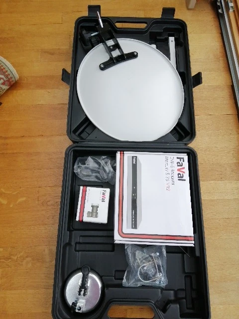 DVB-S Reciver Camping Mobile SAT Anlage Digitale Receiver KOFFER Kabel LNB 12V