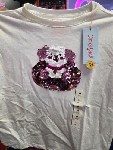 cat and jack sequin puppy kids short sleeve shirt - Afbeelding 3 van 5