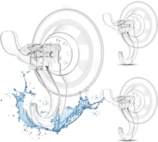 Suction Cup Hooks for Shower, 3 Pcs Clear 11 Lbs Heavy Duty Shower Hangers, Wate