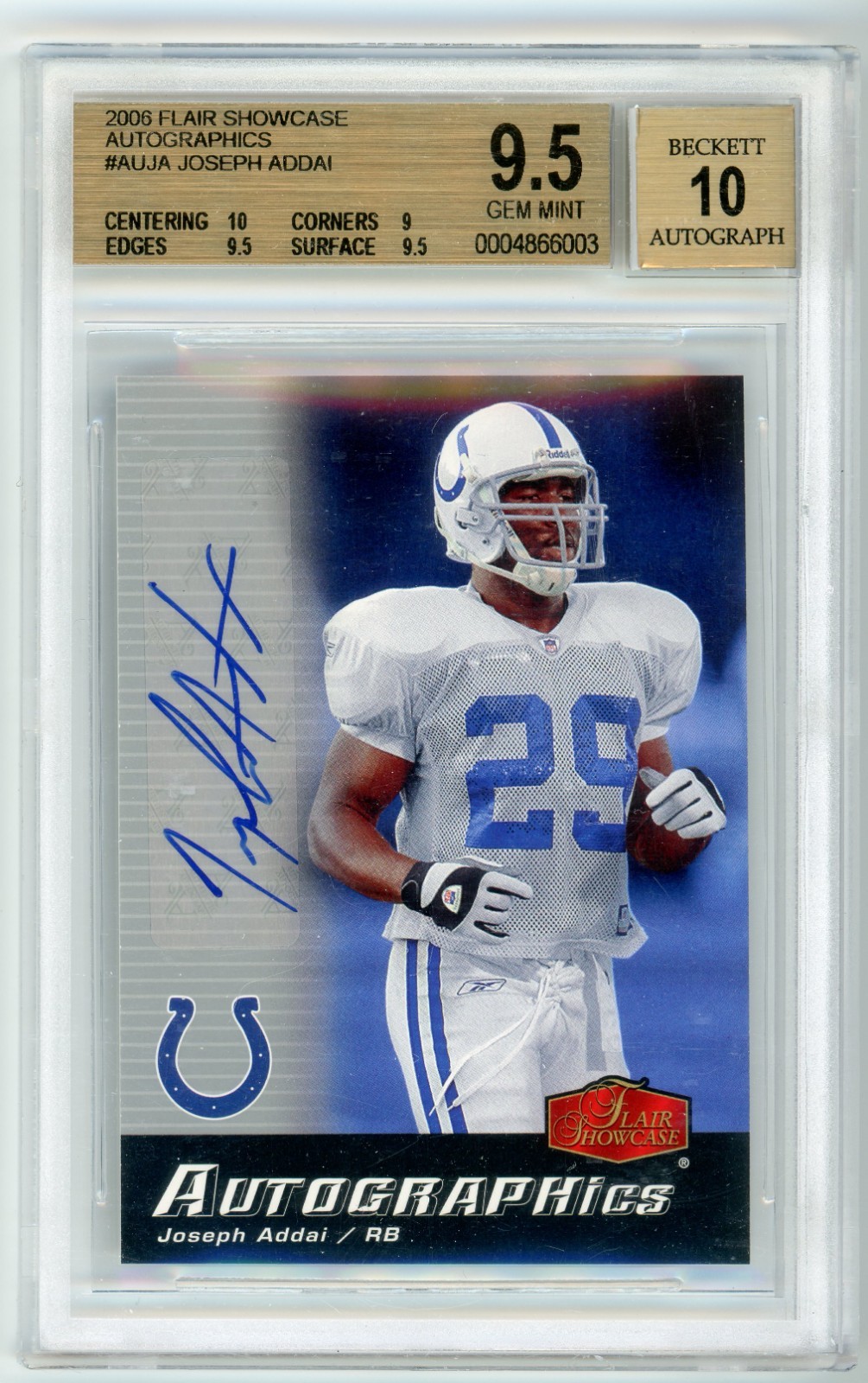 Joseph Addai Flair Showcase Autographics #AUJA Autographics