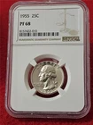1955 PROOF WASHINGTON SILVER QUARTER   NGC PF 68    NO SPOTS     #T0559