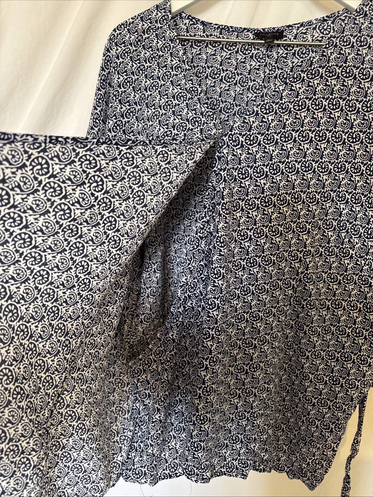 Talbots 2X Wrap Blouse Patterned Short Sleeve Bal… - image 5