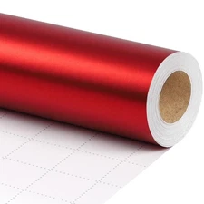 LaRibbons Red Christmas Wrapping Paper, Solid Color Matte Metal Gift Paper Ro...