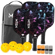 Pickleball Paddles, USAPA Approved Fiberglass Surface Pickleball Set Black 4