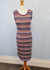 Jigsaw Stripe Dress Size Small Fine Knit Multi Striped Summer Holiday Beach
