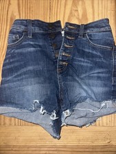 Guess Denim Blue Button Up Jean Cut Off Shorts, Size 24