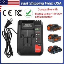 BDCAC202B Charger Replacement for Black & Decker 12V 20V Lithium Battery LBXR20