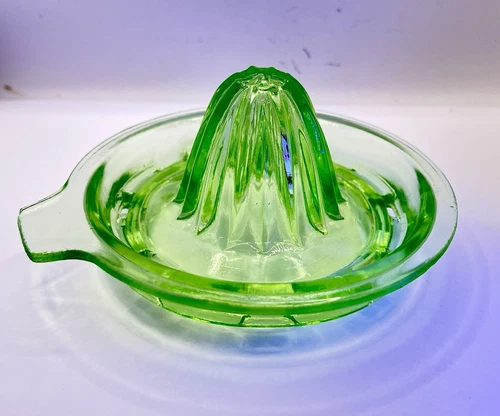 Vintage Uranium Glass Vaseline Glass Reamer Lemon Juicer by Anchor Hocking