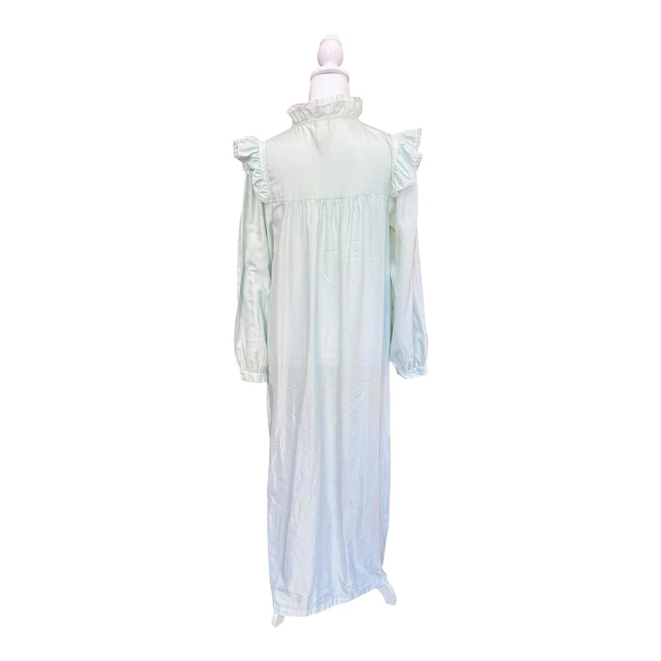 Camisón Barbizon Vintage Medio Azul Volantes Encaje Bordado Floral EE. UU. Años 80 Foto 4 de 4