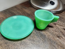 Akro Agate Green Concentric Cup and Plate. - Child Tea Set