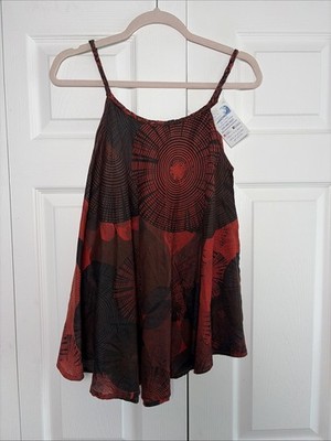 Luna Sea Enchantments Boho Cami Tank Top Womens Size OS Red Black Geometric
