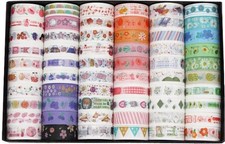 60 Rolls Washi Tape Set - 15 mm Wide Colored Masking Tape