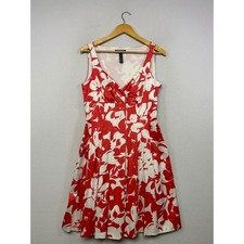 Floral Summer Lauren Ralph Lauren Womens 12P Red White Fit and Flare Dress