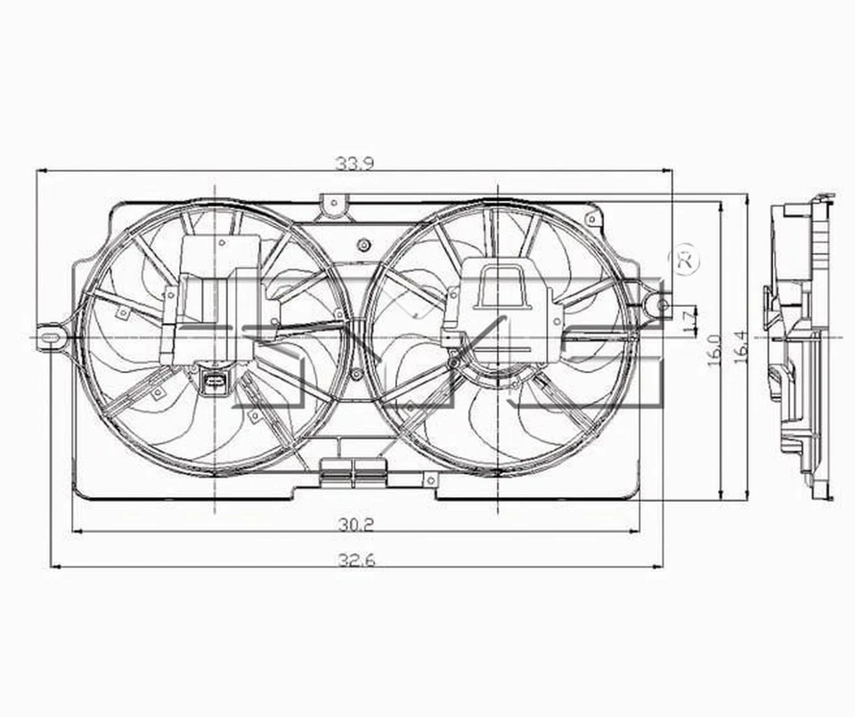 Conjunto de ventilador condensador y radiador doble TYC 620410 Foto 4 de 4