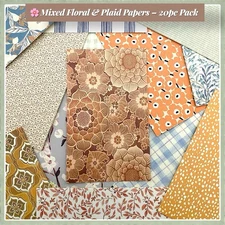 Floral Plaid Striped ✿ Ephemera Kit – Scrapbook, Collage & Junk Journal Pack