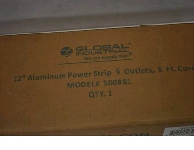 Global Industrial 12'' 6 Outlet Aluminum Power Strip with 6-ft Cord ETL/cETL