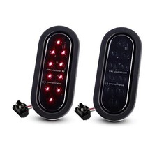 Pack of 2 6 Inch 10 LED Smoked Lens Oval Flush Mount Red Stop Turn Smoked/Red