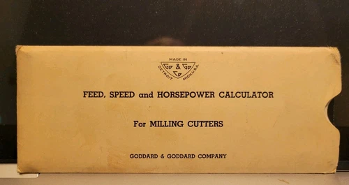 Vintage Goddard & Goddard Machining Calculator Speed Feed   W/Envelope Nmt 