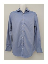 John Lewis Tailored Fit Blue 100 Cotton Shirt Size 39 Cm 15 in Mens Used Good