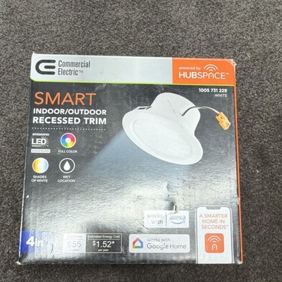 Commercial Electric Smart 4in White LED Recessed Trim Alexa Google WiFi