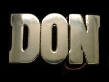 TH03105 VINTAGE 1980s NAME  DON  SOLID BRASS BARON BELT BUCKLE