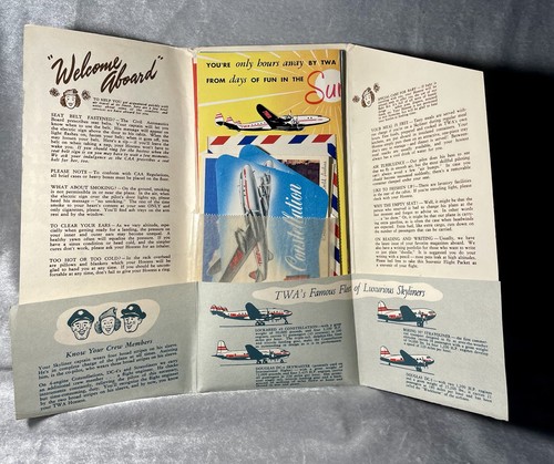1949 TWA Trans World Airlines Souvenir Flight Packet With Letter & Brochures  - Picture 4 of 13