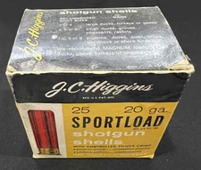 Vintage RARE J.C. HIGGINS Sportload 20 GA. Gauge Shotgun Shells Empty Box