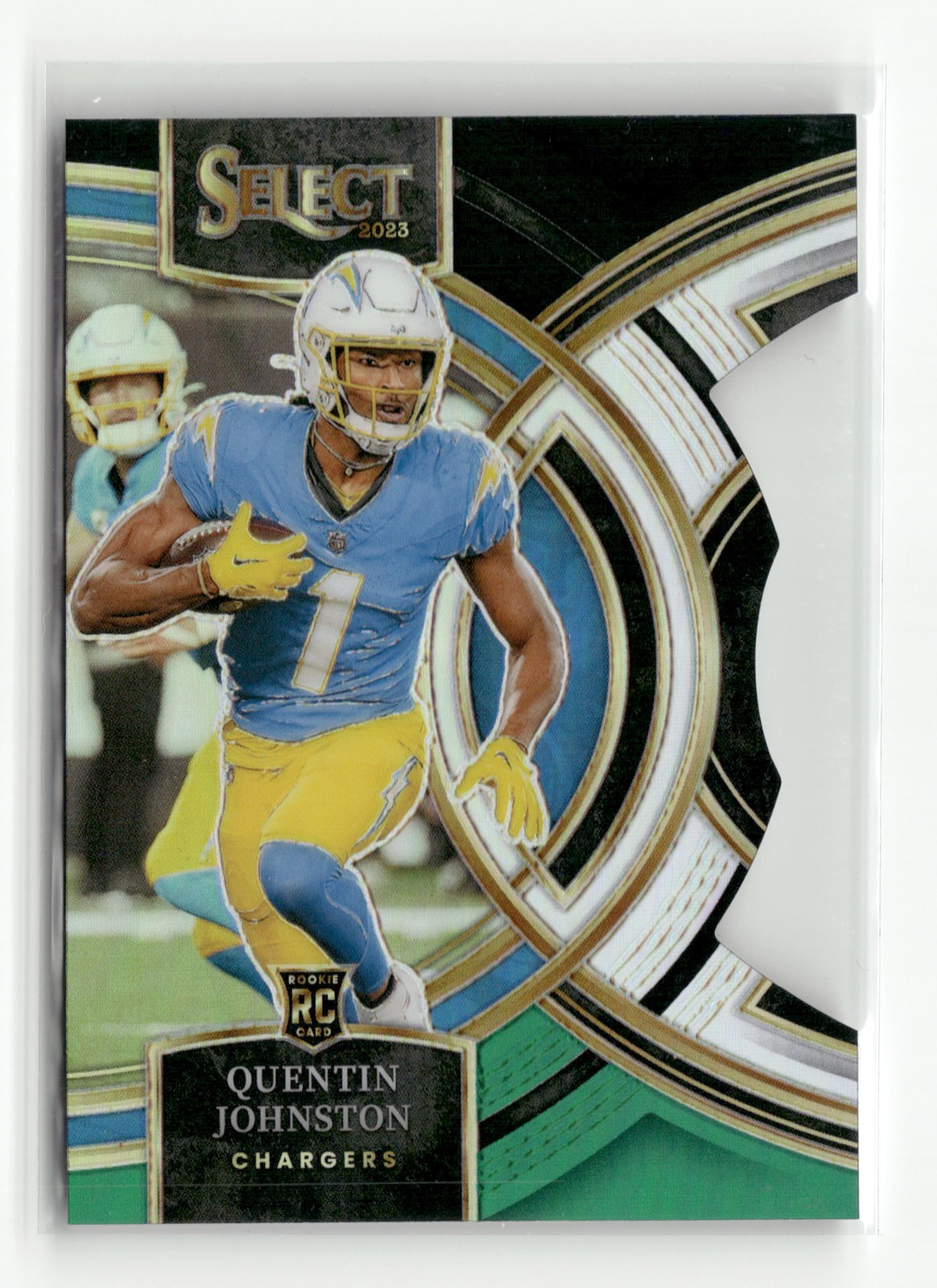 2023 Panini Select #196 Quentin Johnston Black Green Prizm Die Cut Chargers